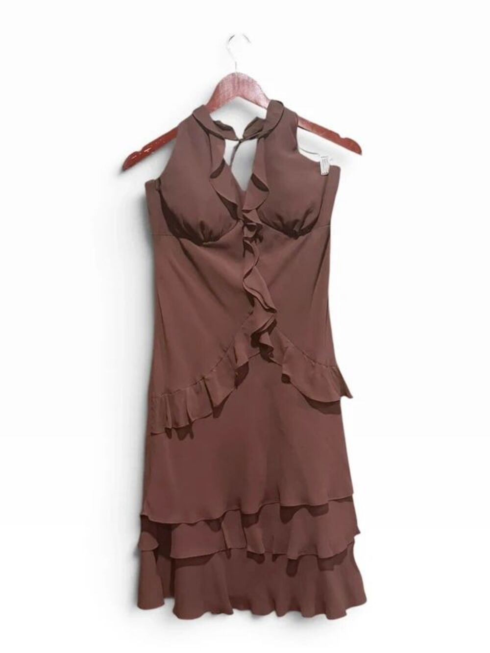 Sangria Vintage Dress size 12 Brown Midi Length Halter Top Vintage